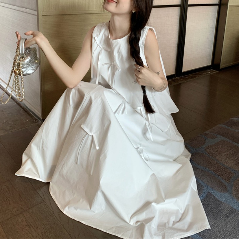 White Dress Sets for Women Bow - Shift Dress Sleeveless のレビューと価格