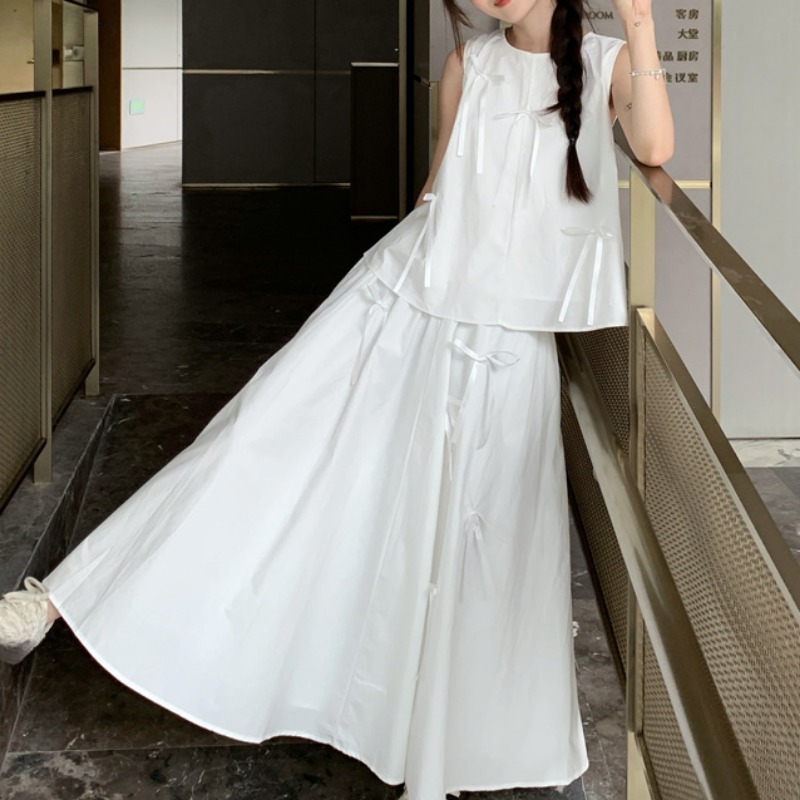 White Dress Sets for Women Bow - Shift Dress Sleeveless のレビューと価格