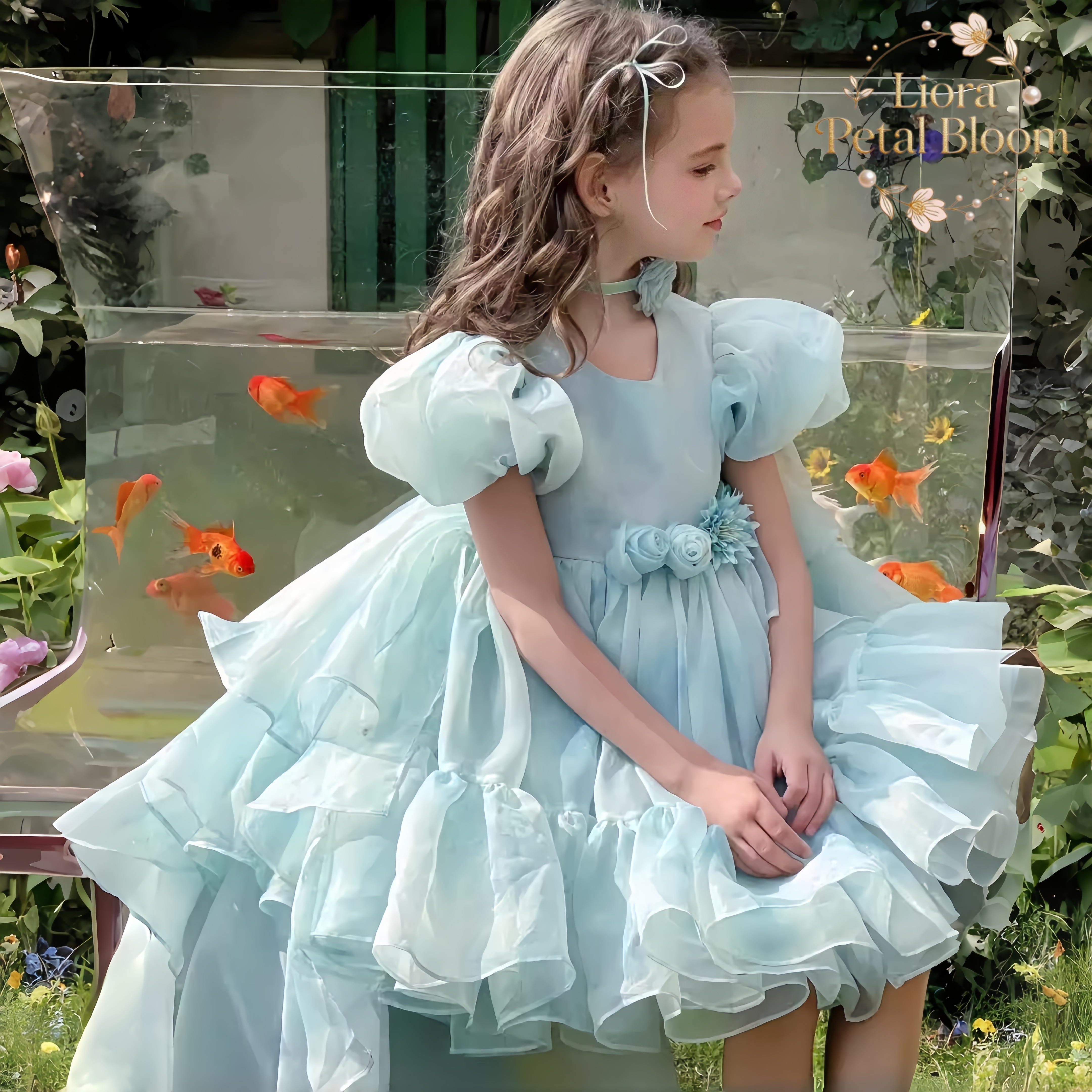 Blue Tulle Gown  Girls' Bow Pa - Women Formal Party Wear Dress のレビューと価格